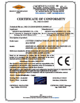 CI Certified of Genius Machinery